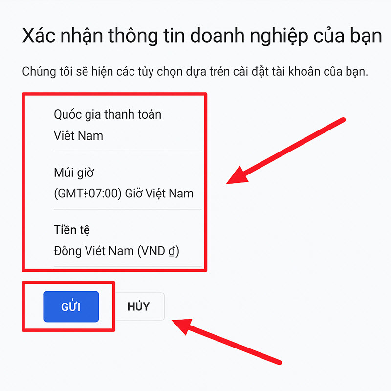 Cài đặt thông tin tài khoản